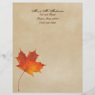 Autumn Orange Fall in Love Leaves Wedding Letterhead Design