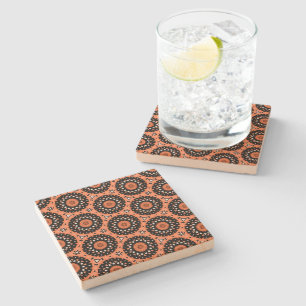 Autumn Orange Floral Stone Coaster