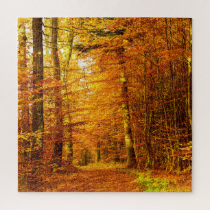 Autumn Orange: Forest Path View. Jigsaw Puzzle