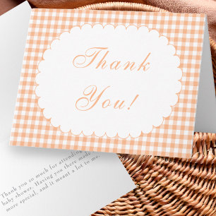 Autumn Orange Gingham Baby Shower Thank You Note Card