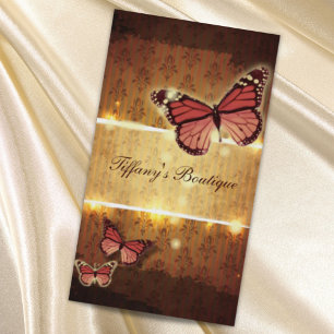 autumn orange glamour flourish swirls butterfly business card