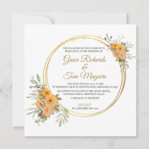 Autumn Orange Gold Wedding Invite