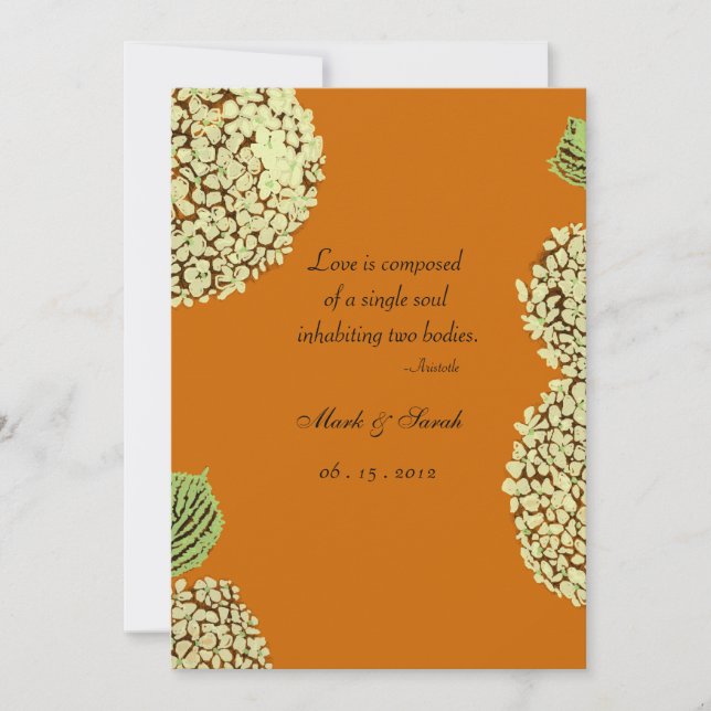 Autumn Orange Hydrangea Invitation (Front)