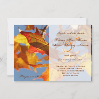 Autumn Orange Leaves Fall Wedding Invitation