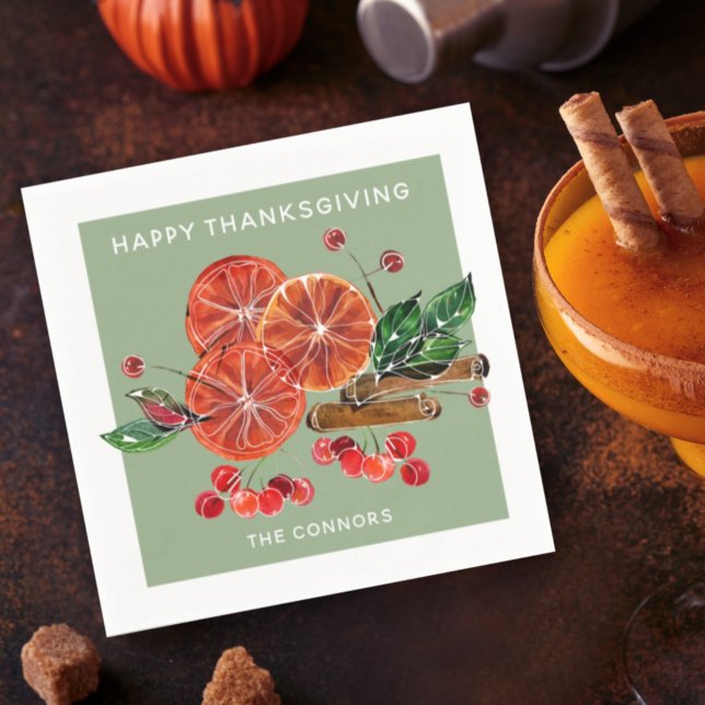 Autumn Orange Slices Cinnamon Sticks Napkin (Creator Uploaded)