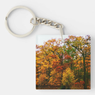Autumn Orange Trees Key Ring