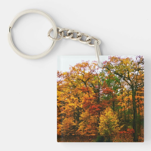 Autumn Orange Trees Key Ring (Front)