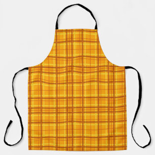 Autumn Orange Yellow Plaid Pattern Apron