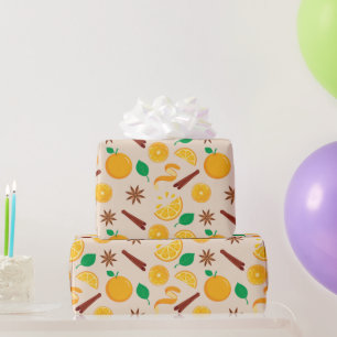 Autumn Oranges and Cinnamon Sticks Seamless Fall Wrapping Paper