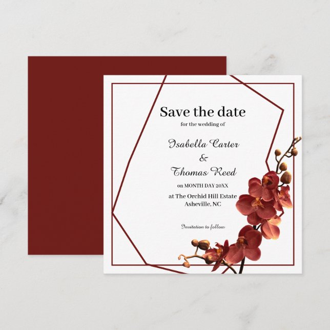 Autumn Orchid Romance Fall Wedding Save the Date (Front/Back)