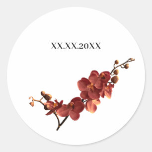 Autumn Orchid Romance Wedding Classic Round Sticker