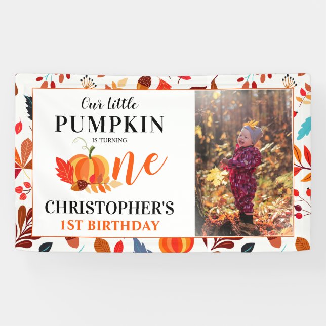 Autumn Our Little Pumpkin 1st Birthday Photo Banner (Horizontal)