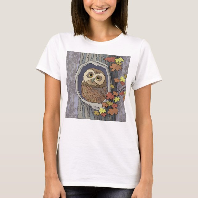 Autumn Owl and Fall Colours   T-Shirt (Front)