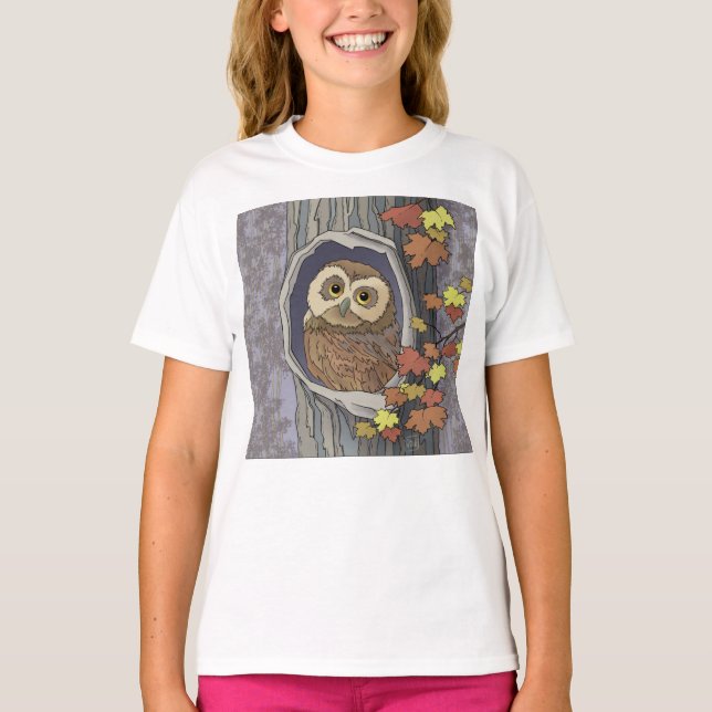 Autumn Owl and Fall Colours   T-Shirt (Front)