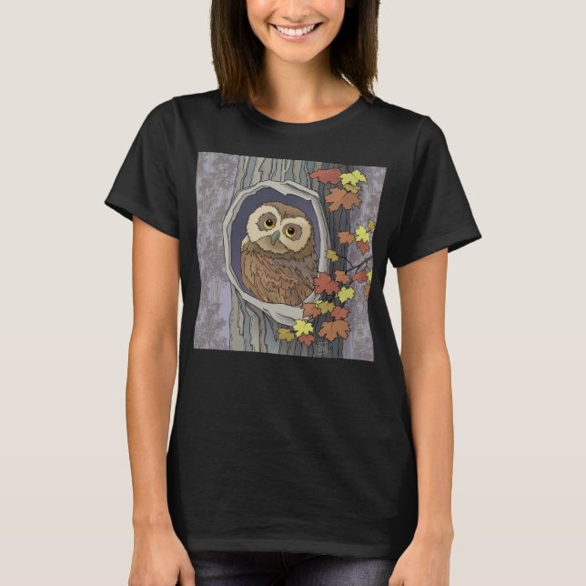 Autumn Owl and Fall Colours   T-Shirt (Front)