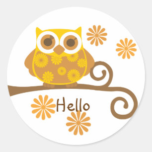 Autumn Owl Classic Round Sticker