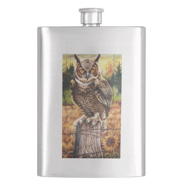 Autumn Owl Hip Flask (Front)
