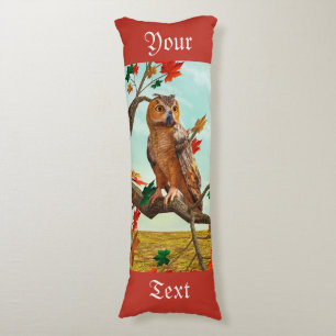 Autumn Owl Maple Tree Wildlife Art Body Cushion