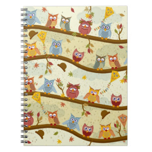 autumn owl spiral notebook