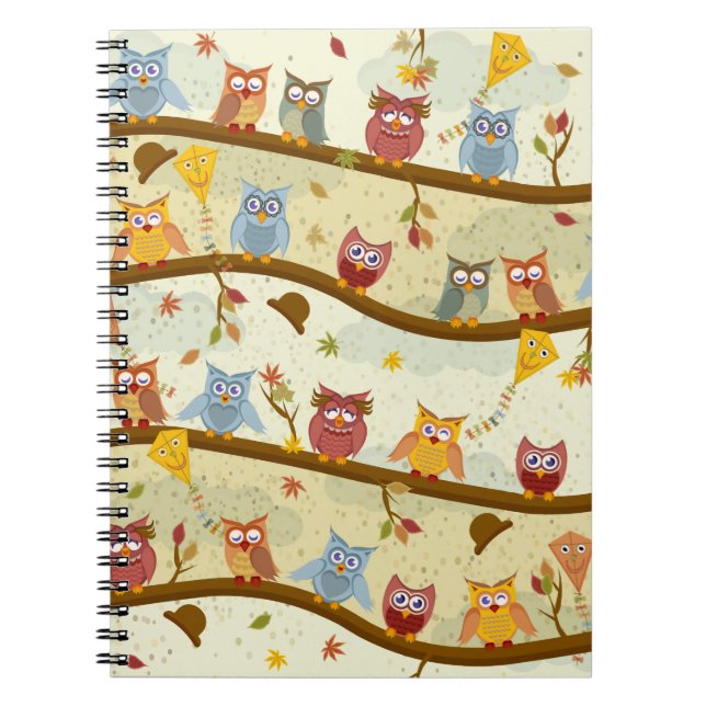 autumn owl spiral notebook (Front)