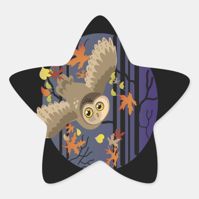 Autumn Owl Star Sticker (Front)