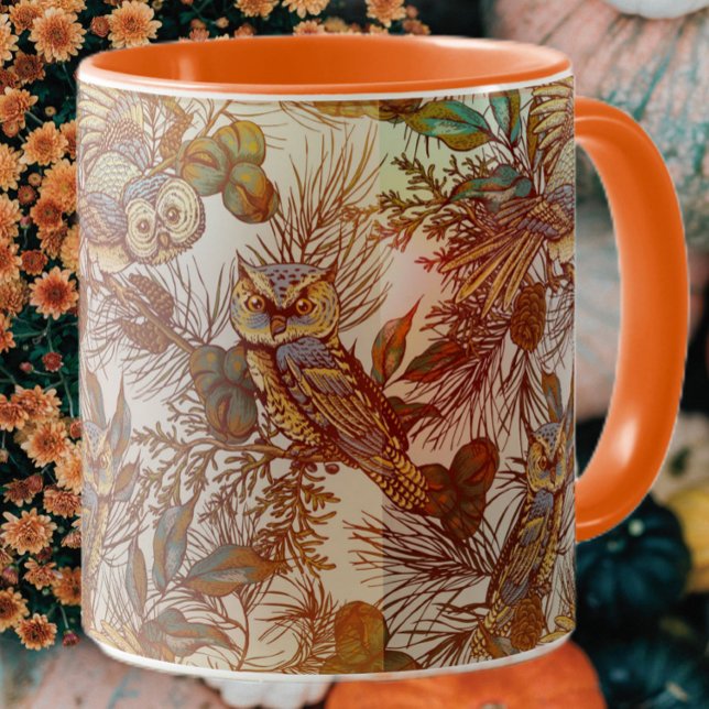 Autumn owl vintage fall mug (Creator Uploaded)