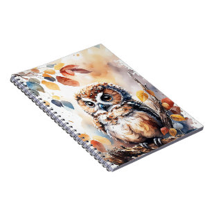 Autumn Owl Watercolor Illustration Notebook
