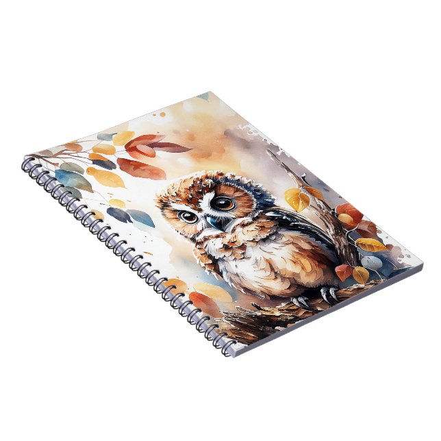 Autumn Owl Watercolor Illustration Notebook (Right Side)