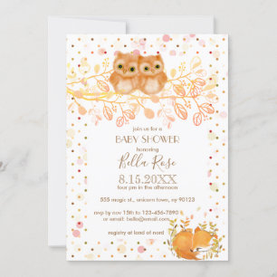 Autumn Owls Baby Shower Invitations