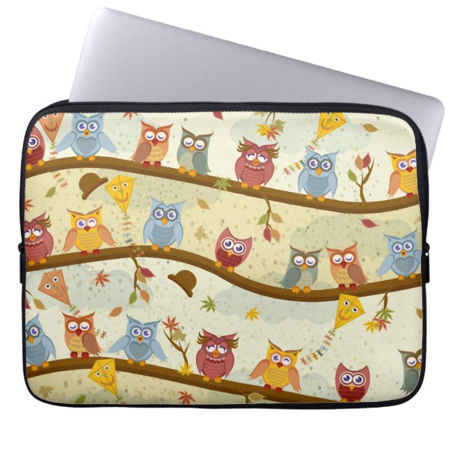 autumn owls laptop sleeve (Front)
