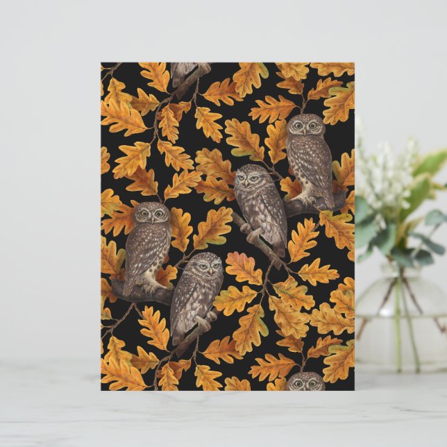 Autumn owls on black (Standing Front)