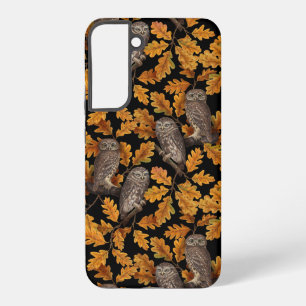Autumn owls on black samsung galaxy case