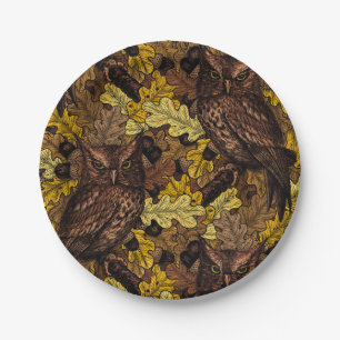 Autumn owls paper plate