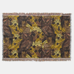 Autumn owls throw blanket