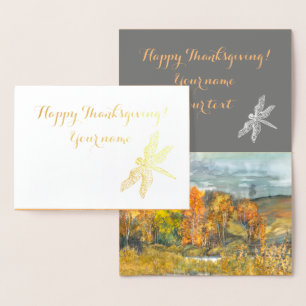 Autumn  painting watercolor 300 foil card