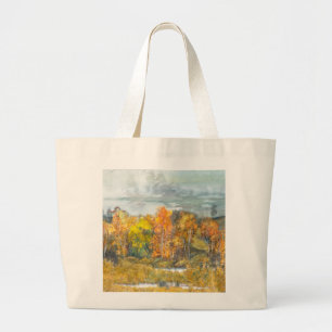 Autumn painting watercolor large tote bag