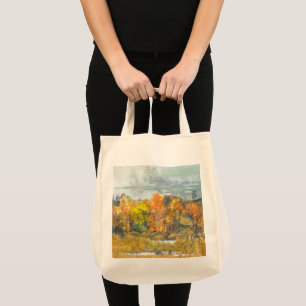 Autumn painting watercolor tote bag