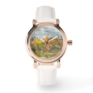 Autumn painting watercolor watch