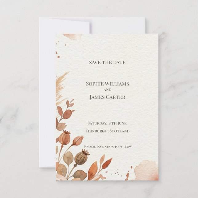 Autumn Pampas Save the Date Card (Front)