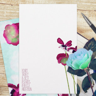 Autumn Pansies, Aqua, Pink, Violet Stationary