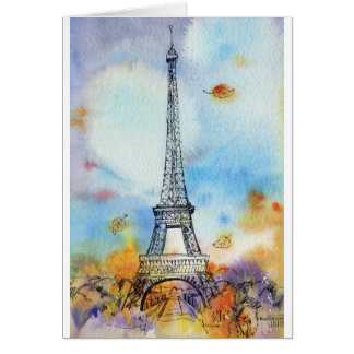 Autumn Paris Eiffel Tower – Watercolor