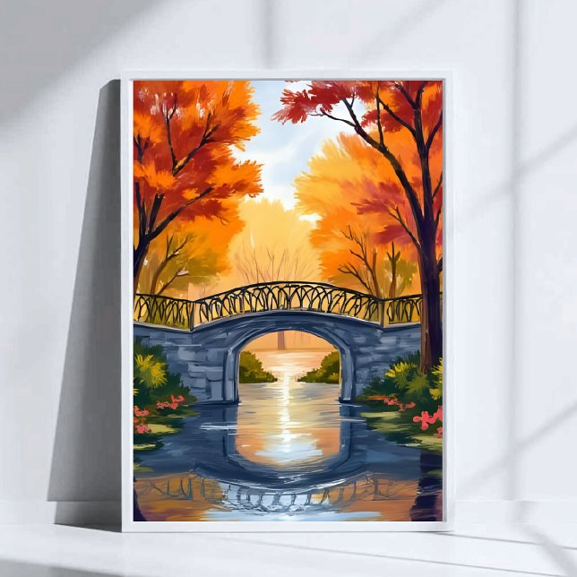 Autumn Park Bridge | Fall Foliage Watercolor Poster (Creator Uploaded)