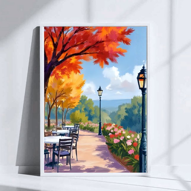 Autumn Park Stroll Watercolor Fall Foliage Art Poster (Creator Uploaded)