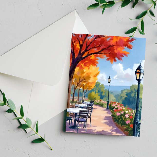 Autumn Park Stroll Watercolor Fall Foliage Card (Creator Uploaded)