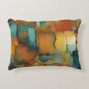 Autumn patchwork abstract decorative cushion