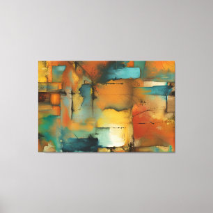 Autumn patchwork abstract Stretched Canvas Print