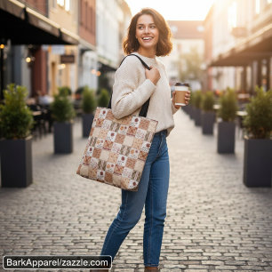Autumn Patchwork Floral Print Tote Bag