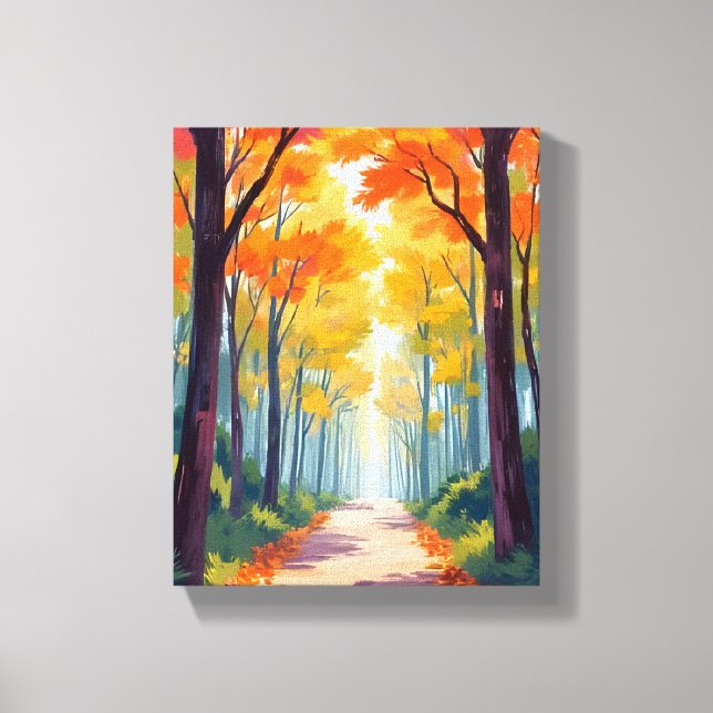 Autumn Path Fall Foliage Painting Canvas Print (Front)