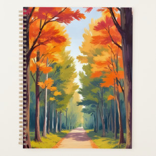Autumn Path Fall Foliage Watercolor Landscape Planner