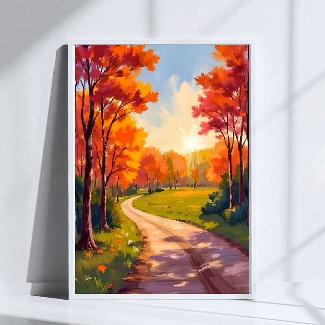 Autumn Path | Red Foliage Nature Landscape Poster (Creator Uploaded)